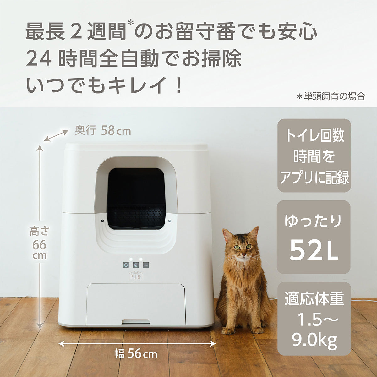<月額2,500円で新品をお試し!>PURE CAT AUTO TOILET 猫用 全自動トイレ レンタルプラン