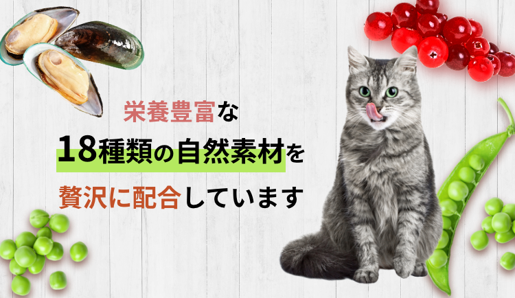 栄養豊富な18種類の自然素材を贅沢に配合しています
