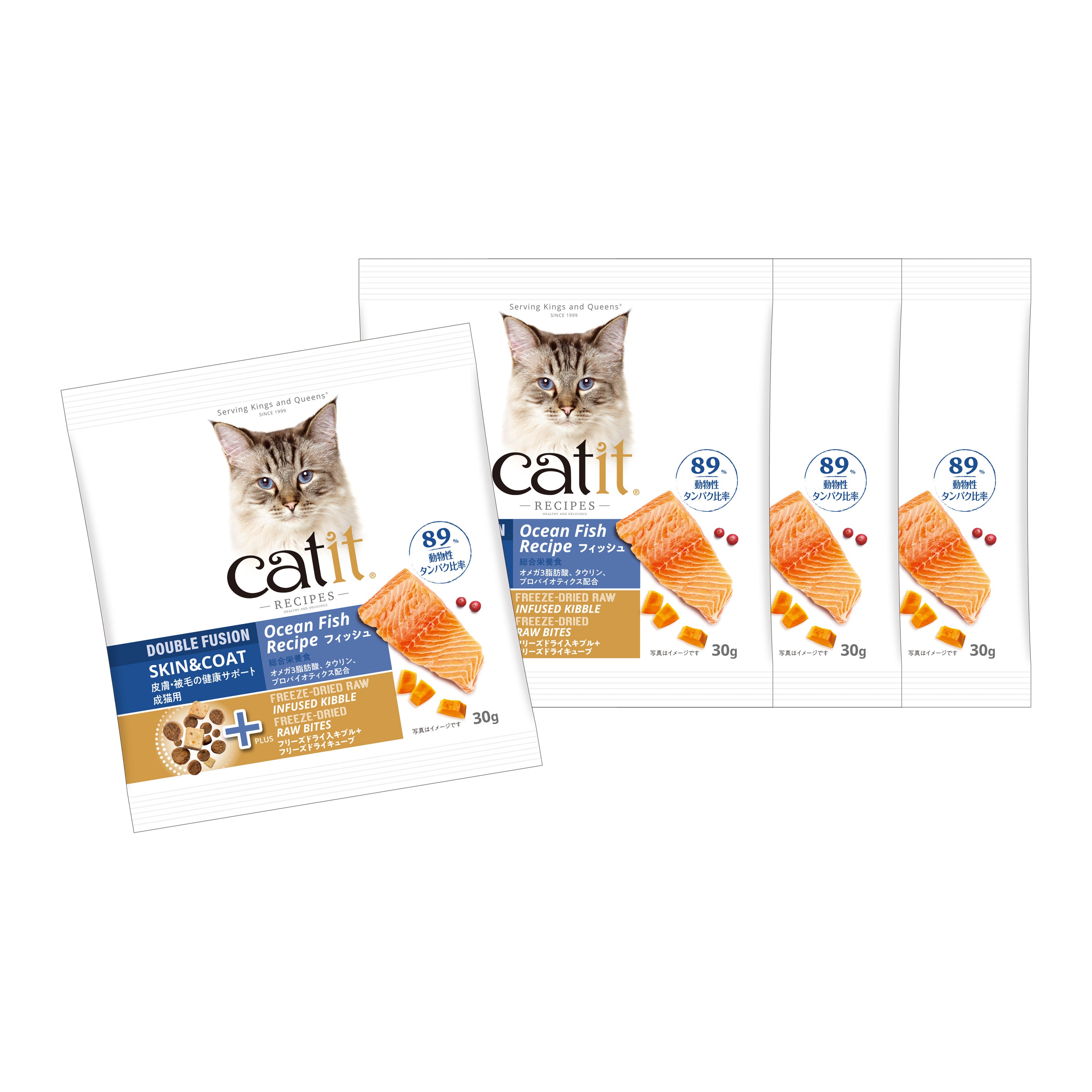 【おためしセット】Catit Recipes SKIN&COAT 被毛ケア フィッシュ（30g×5袋）