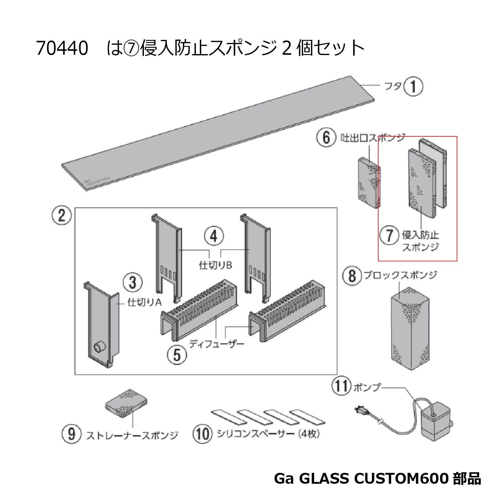 侵入防止スポンジ【２枚】(Ga GLASS CUSTOM600)#70440