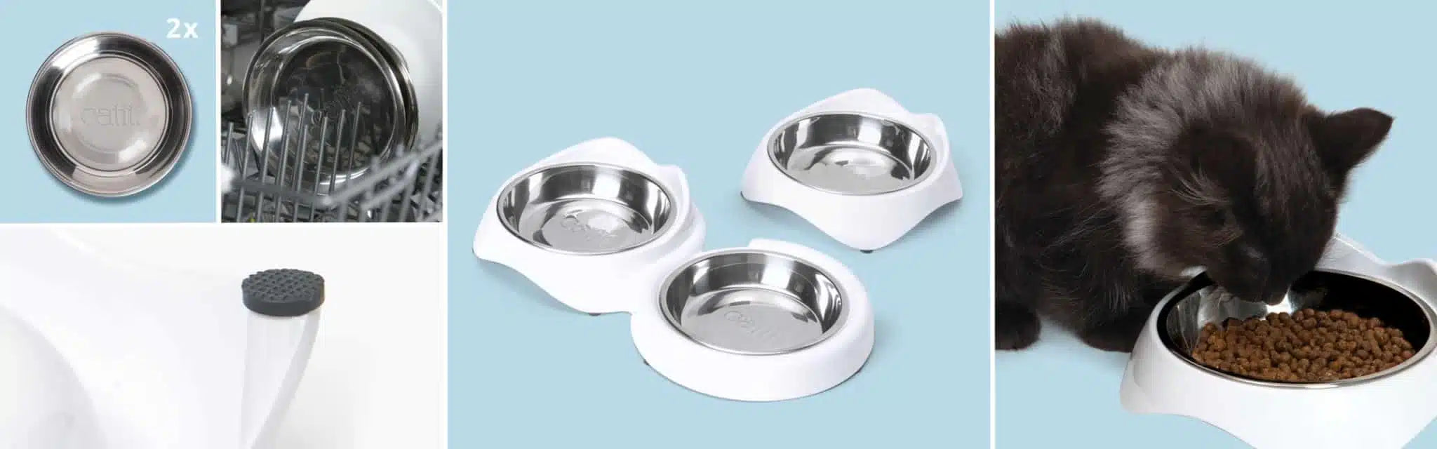 Catit PIXI Double Feeding Dish/CatitフィーディングディッシュW